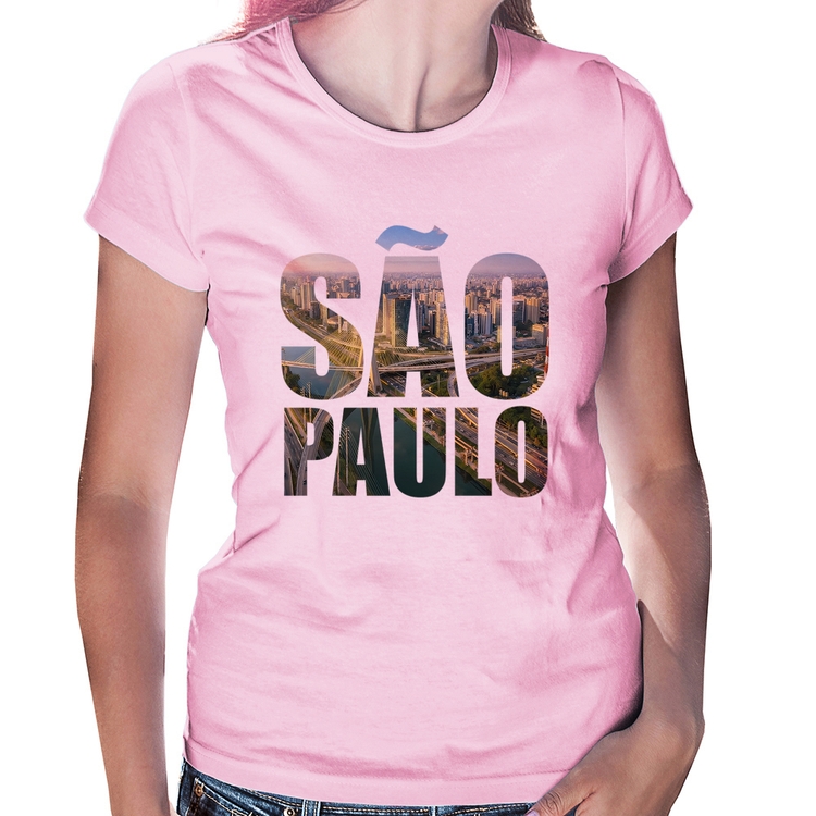 Baby Look São Paulo Cidade Letras - Rosa Bebê