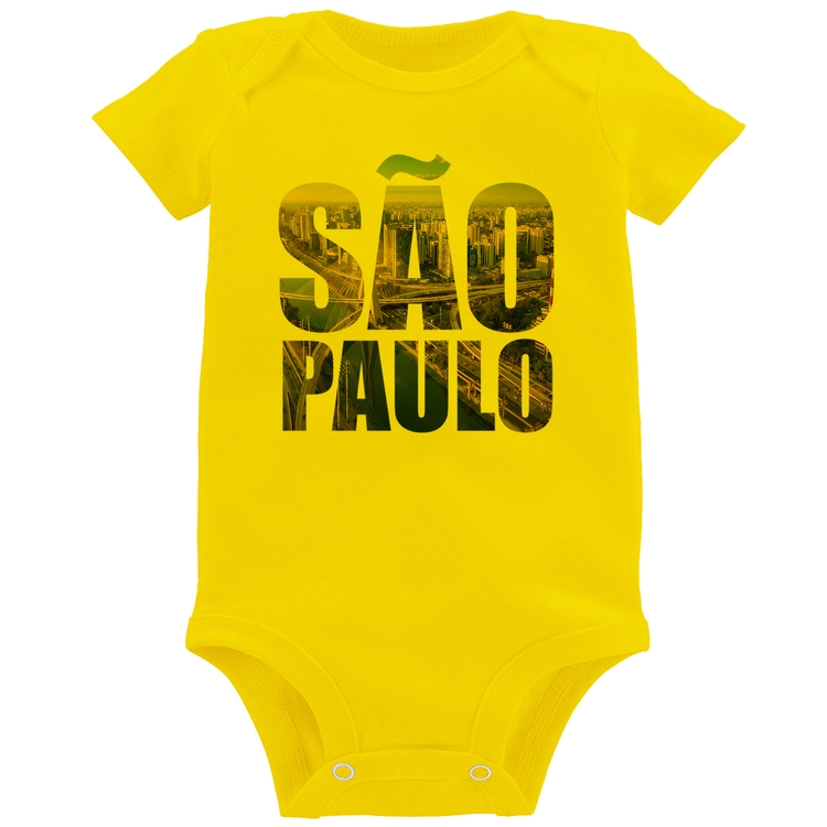 Body Bebê São Paulo Cidade Letras - Amarelo