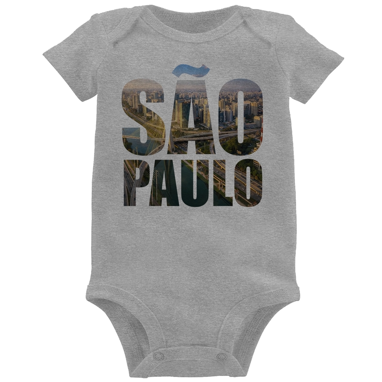 Body Bebê São Paulo Cidade Letras - Cinza