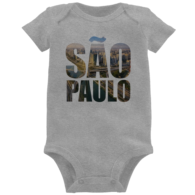 Body Bebê São Paulo Cidade Letras - Cinza