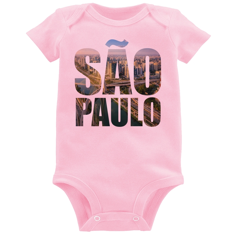 Body Bebê São Paulo Cidade Letras - Rosa Bebê