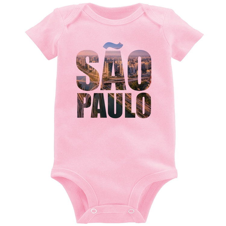 Body Bebê São Paulo Cidade Letras - Rosa Bebê