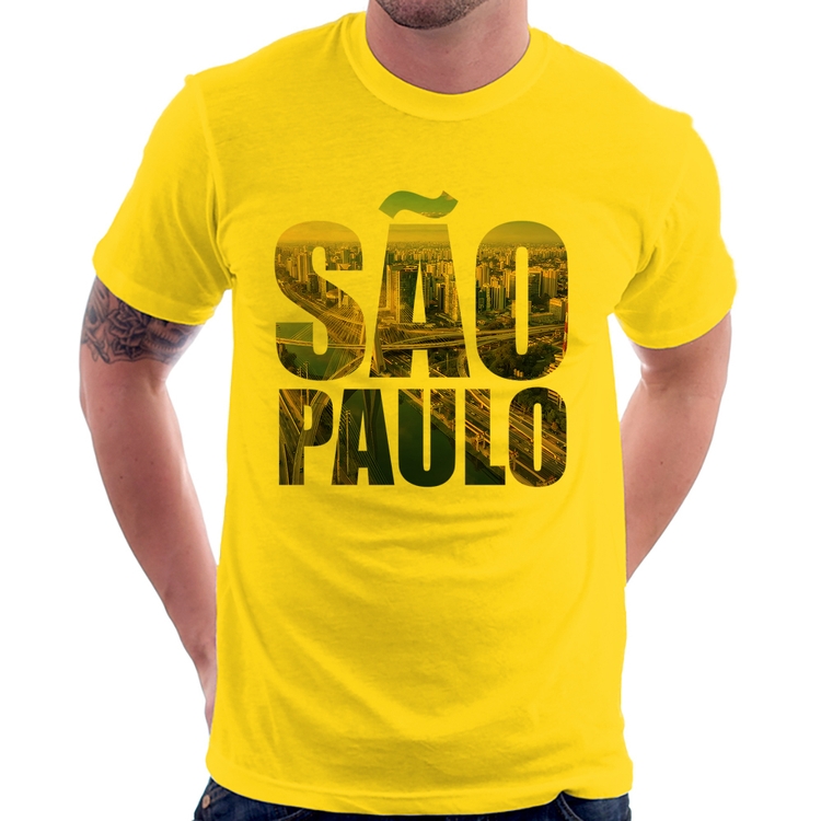 Camiseta São Paulo Cidade Letras - Amarela