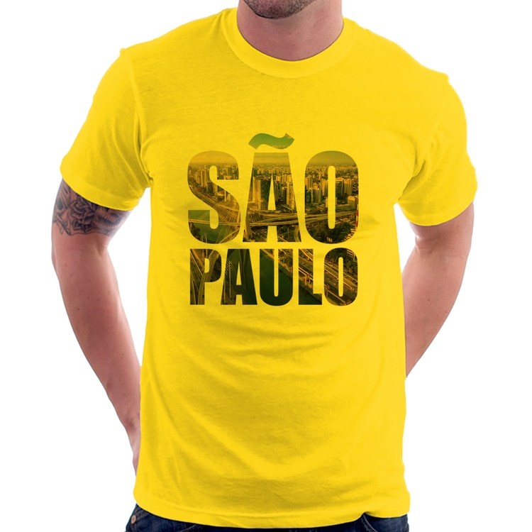 Camiseta São Paulo Cidade Letras - Amarela