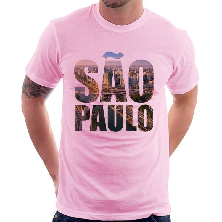 Camiseta São Paulo Cidade Letras - Rosa Bebê