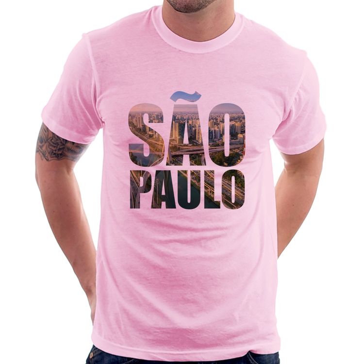 Camiseta São Paulo Cidade Letras - Rosa Bebê