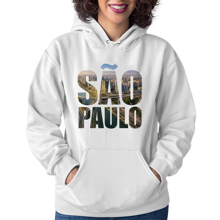 Moletom Feminino São Paulo Cidade Letras - Branco