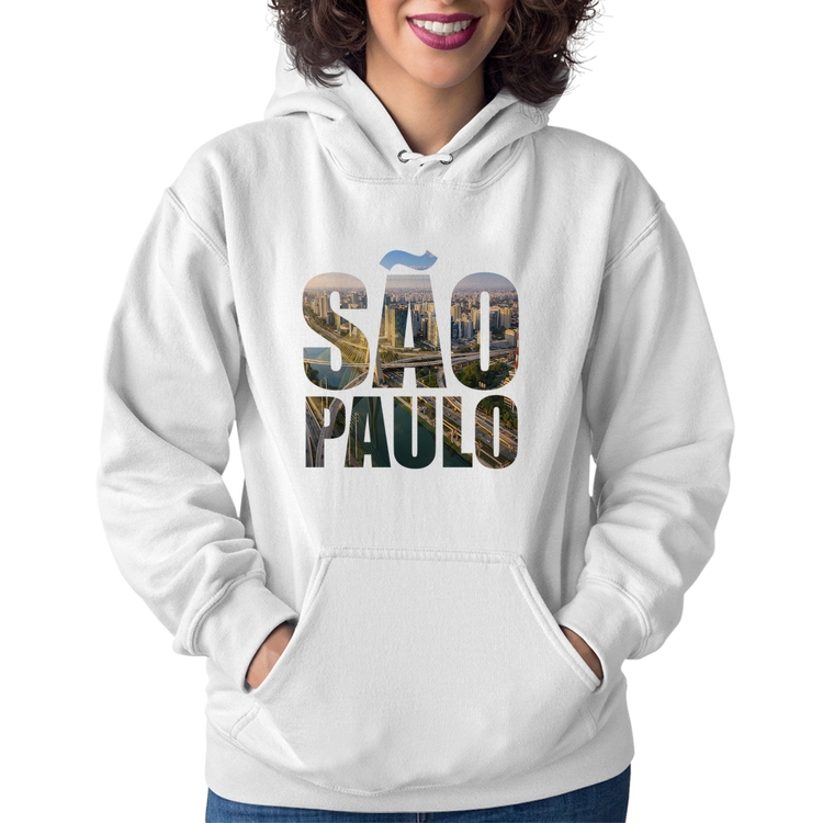 Moletom Feminino São Paulo Cidade Letras - Branco