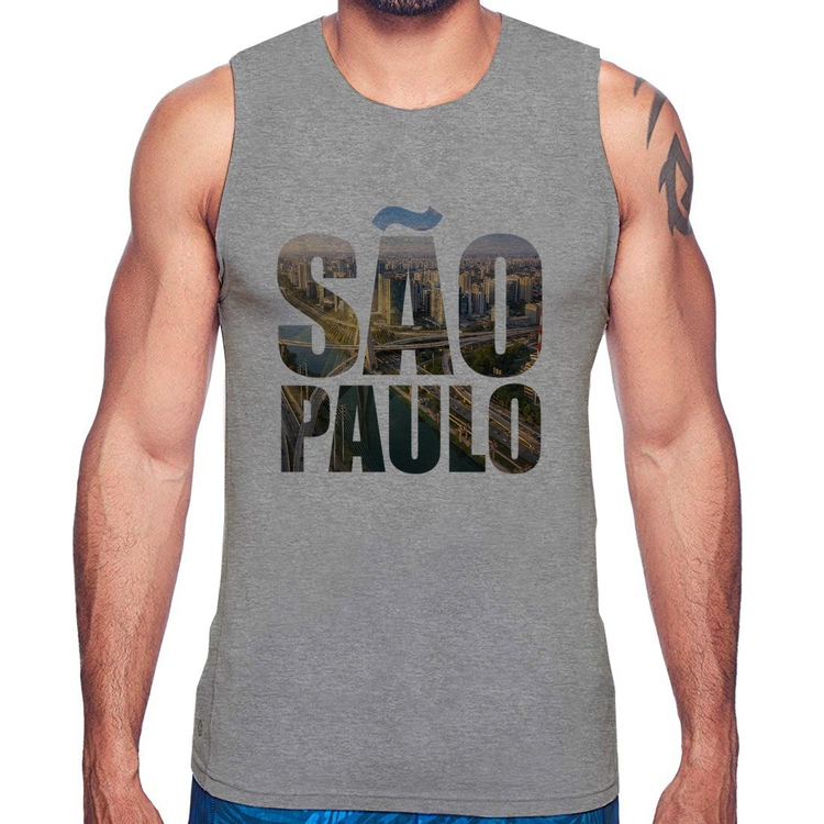 Regata São Paulo Cidade Letras - Cinza