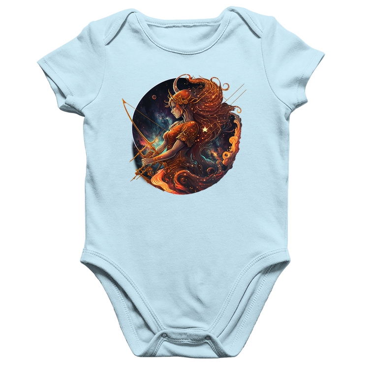 Body Bebê Algodão Sagitário Sígno - Azul Bebê