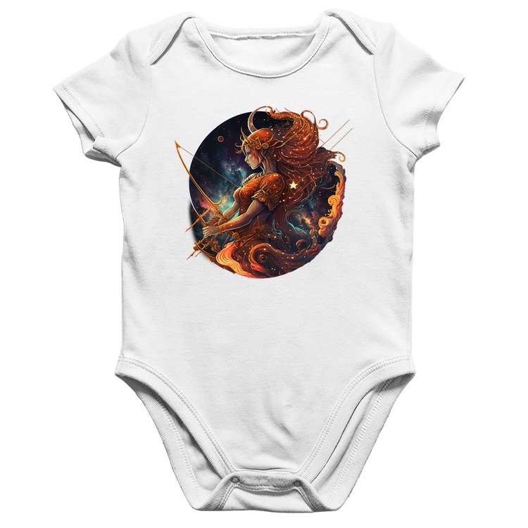 Body Bebê Algodão Sagitário Sígno - Branco