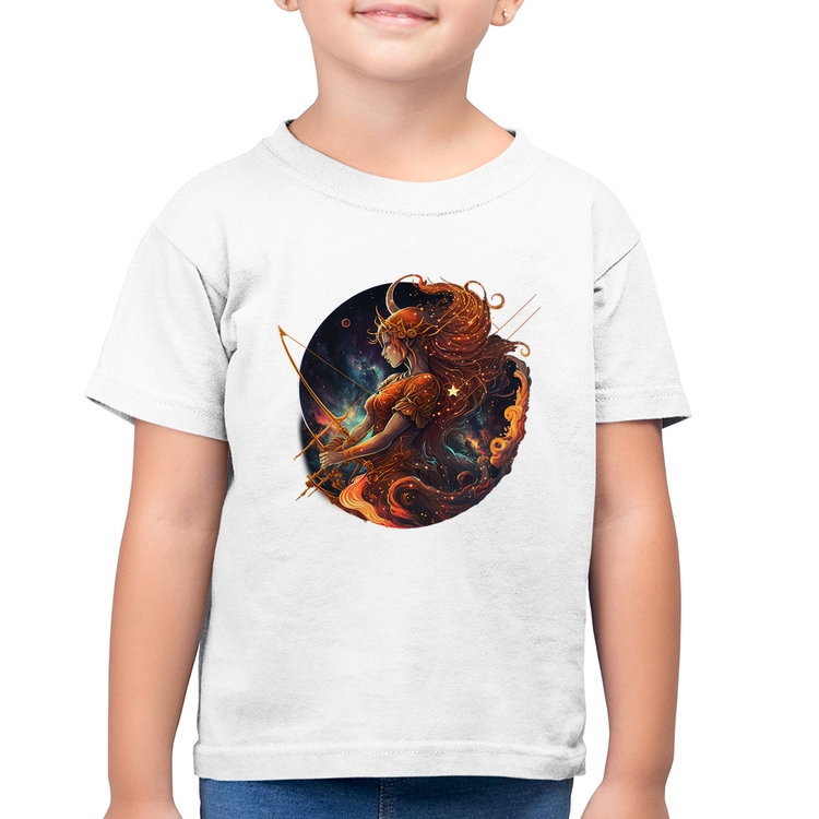 Camiseta Algodão Infantil Sagitário Sígno - Branca