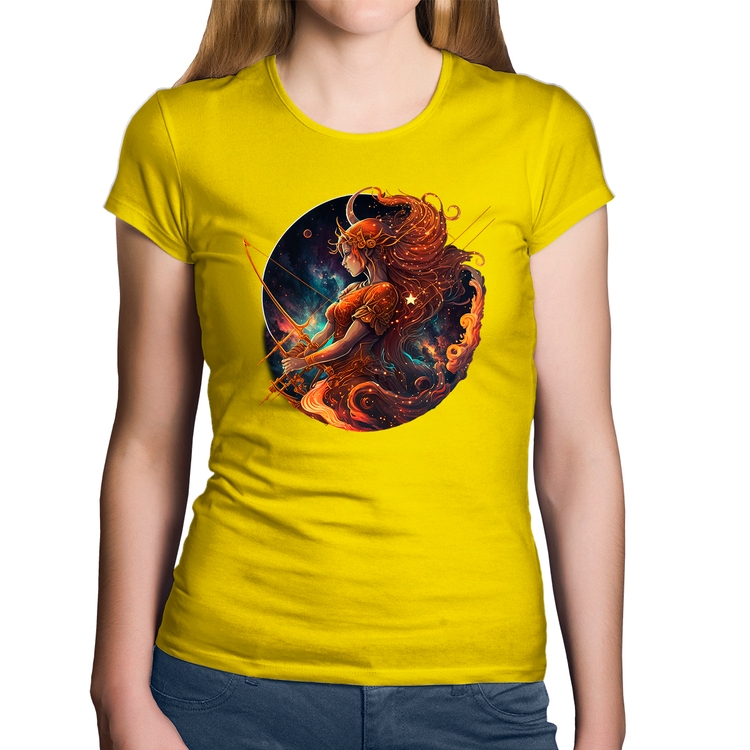 Baby Look Algodão Sagitário Sígno - Amarela