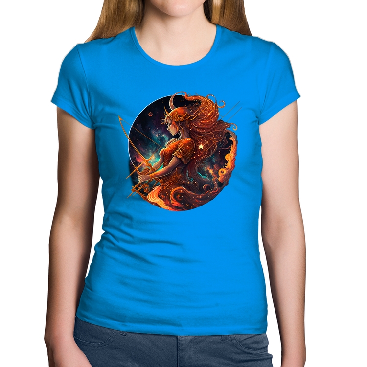 Baby Look Algodão Sagitário Sígno - Azul