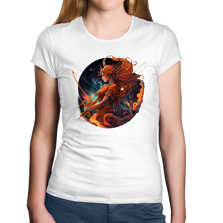 Baby Look Algodão Sagitário Sígno - Branca