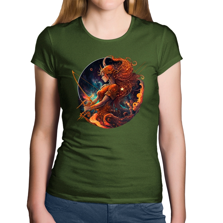 Baby Look Algodão Sagitário Sígno - Musgo