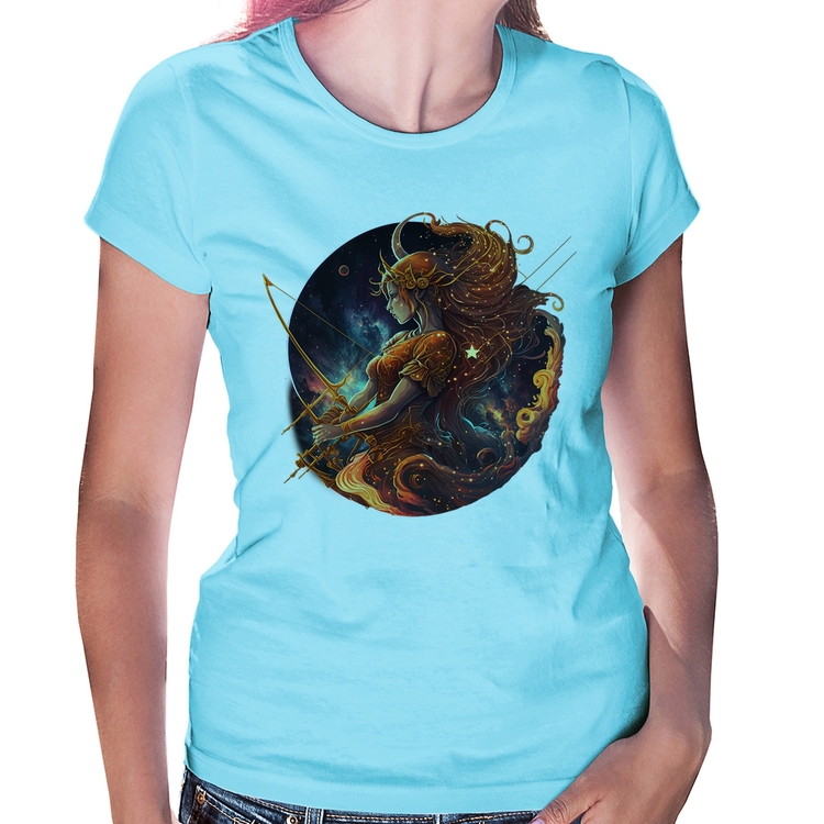 Baby Look Sagitário Sígno - Azul Bebê