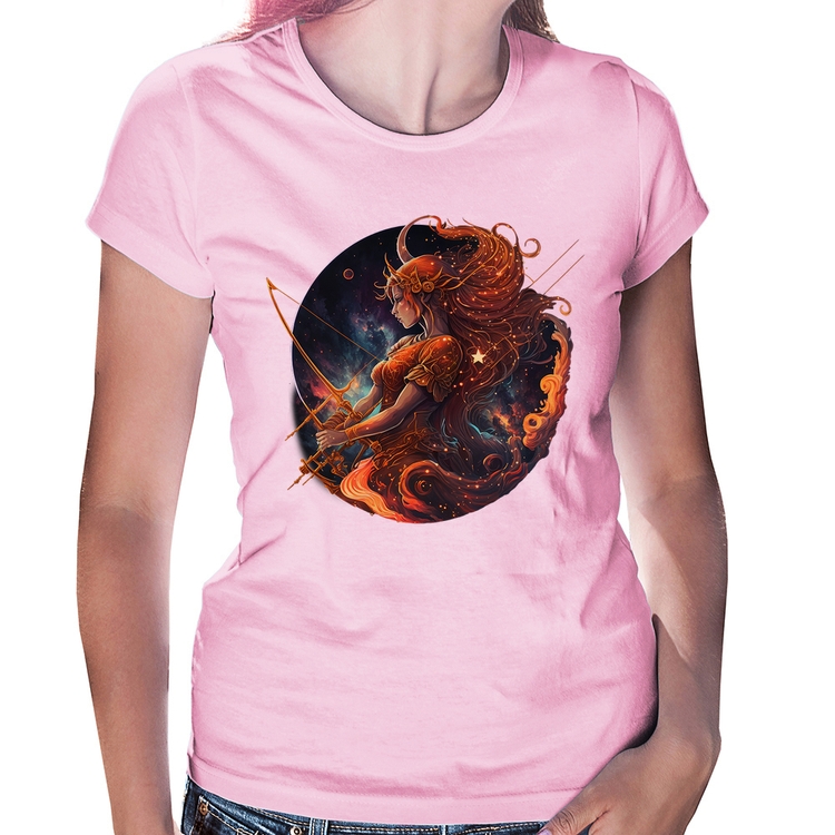 Baby Look Sagitário Sígno - Rosa Bebê