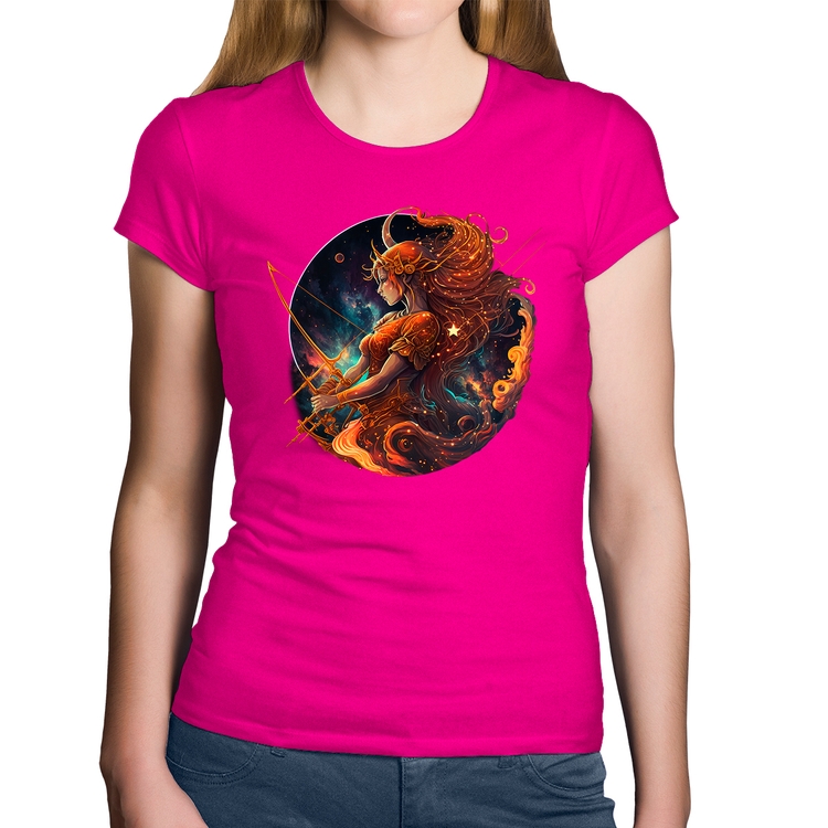 Baby Look Algodão Sagitário Sígno - Rosa