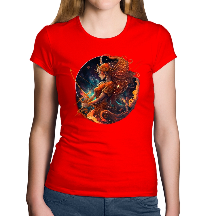 Baby Look Algodão Sagitário Sígno - Vermelha