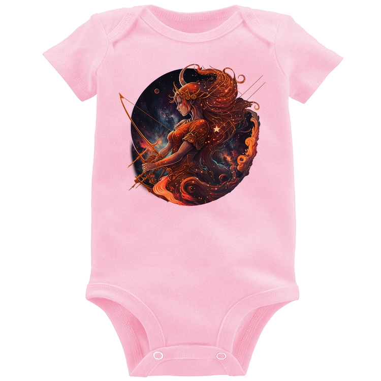 Body Bebê Sagitário Sígno - Rosa Bebê