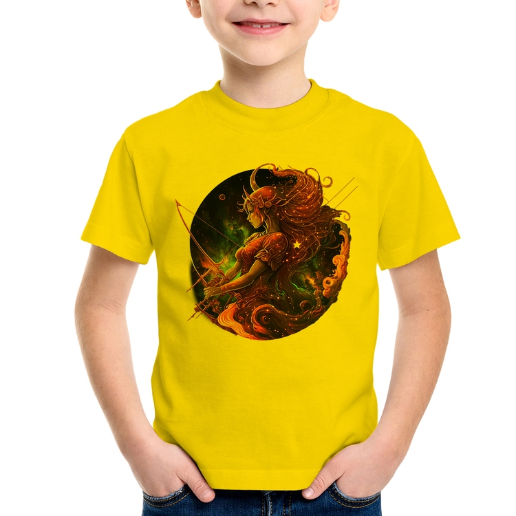 Camiseta Infantil Sagitário Sígno - Amarela