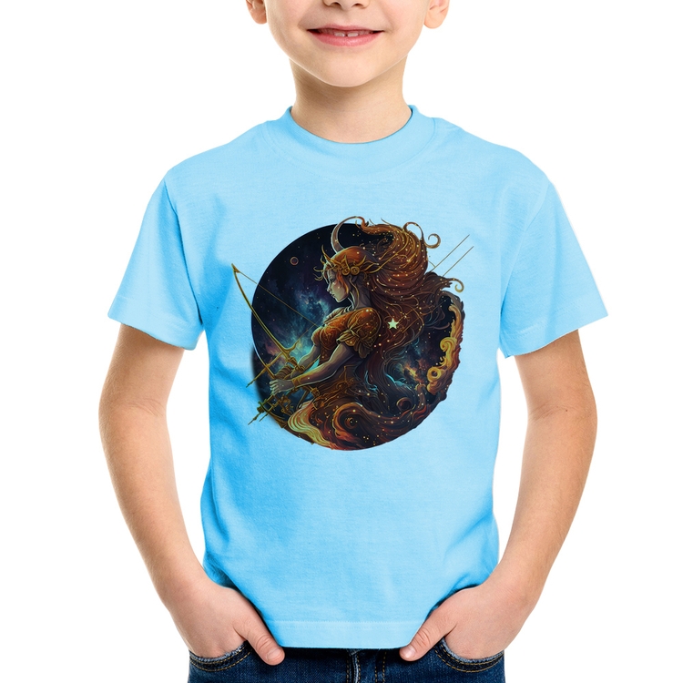 Camiseta Infantil Sagitário Sígno - Azul Bebê