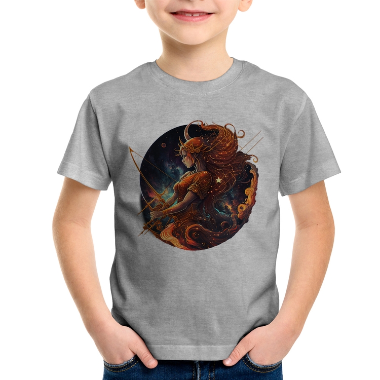 Camiseta Infantil Sagitário Sígno - Cinza