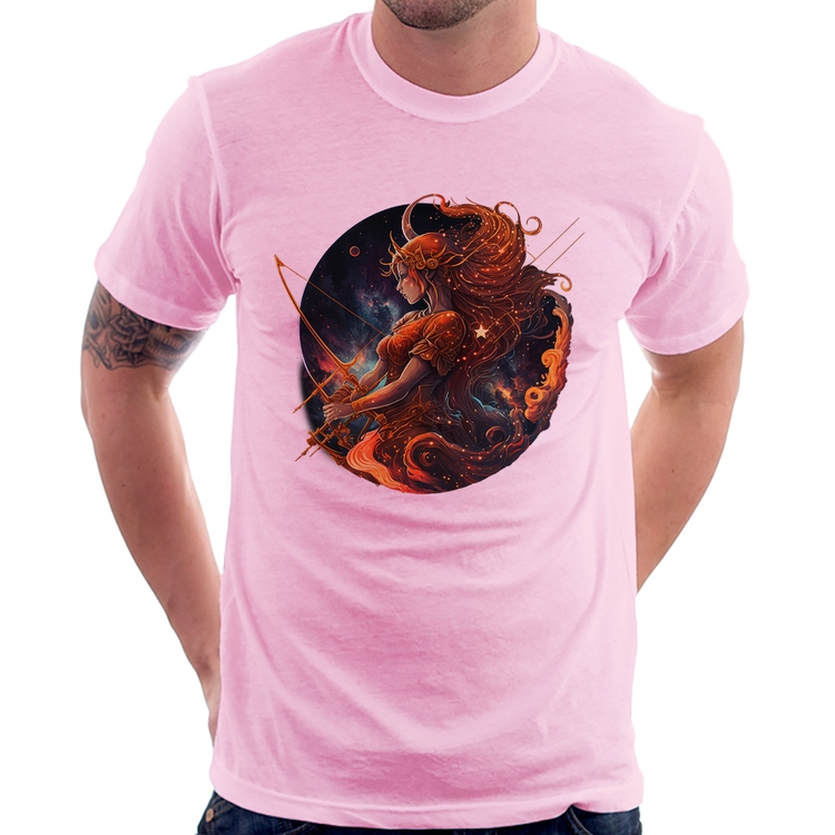 Camiseta Sagitário Sígno - Rosa Bebê