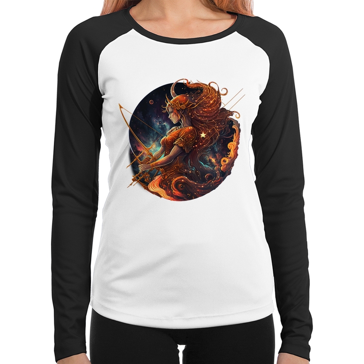 Baby Look Raglan Sagitário Sígno Manga Longa