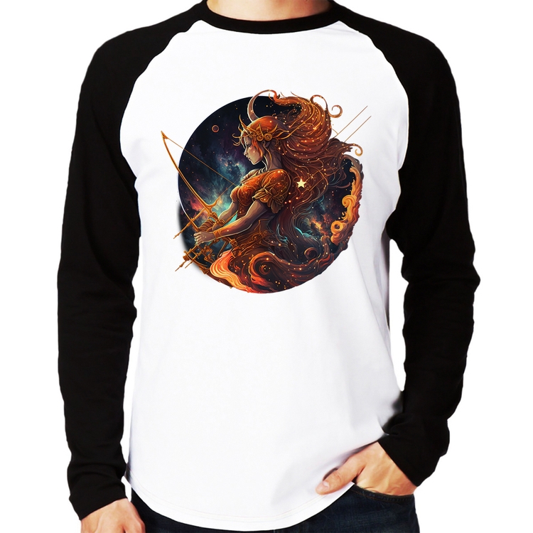 Camiseta Raglan Sagitário Sígno Manga Longa