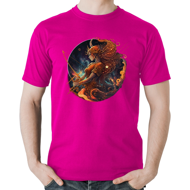 Camiseta Algodão Sagitário Sígno - Rosa