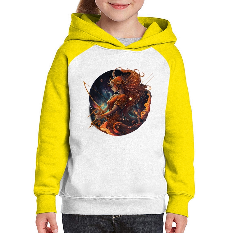 Moletom Infantil Sagitário Sígno - Branco/Amarelo