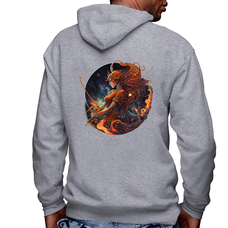 Blusa Moletom Sagitário Sígno Masculina com Capuz e Zíper - Mescla