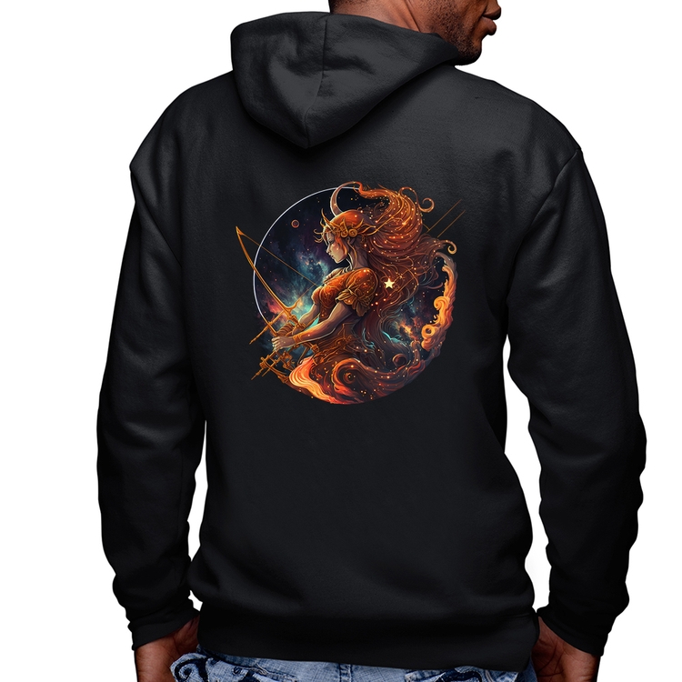 Blusa Moletom Sagitário Sígno Masculina com Capuz e Zíper