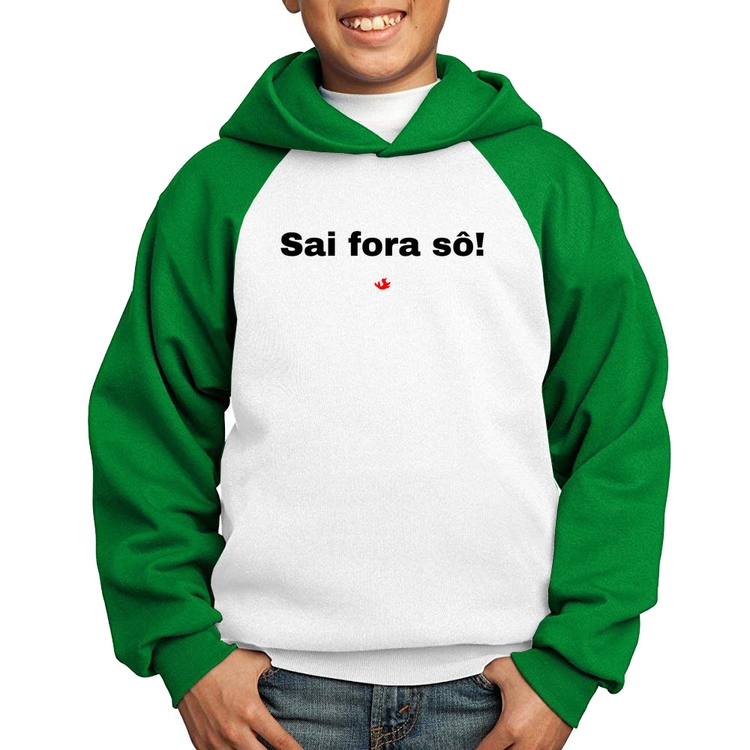 Moletom Infantil Sai fora sô! - Branco/Verde