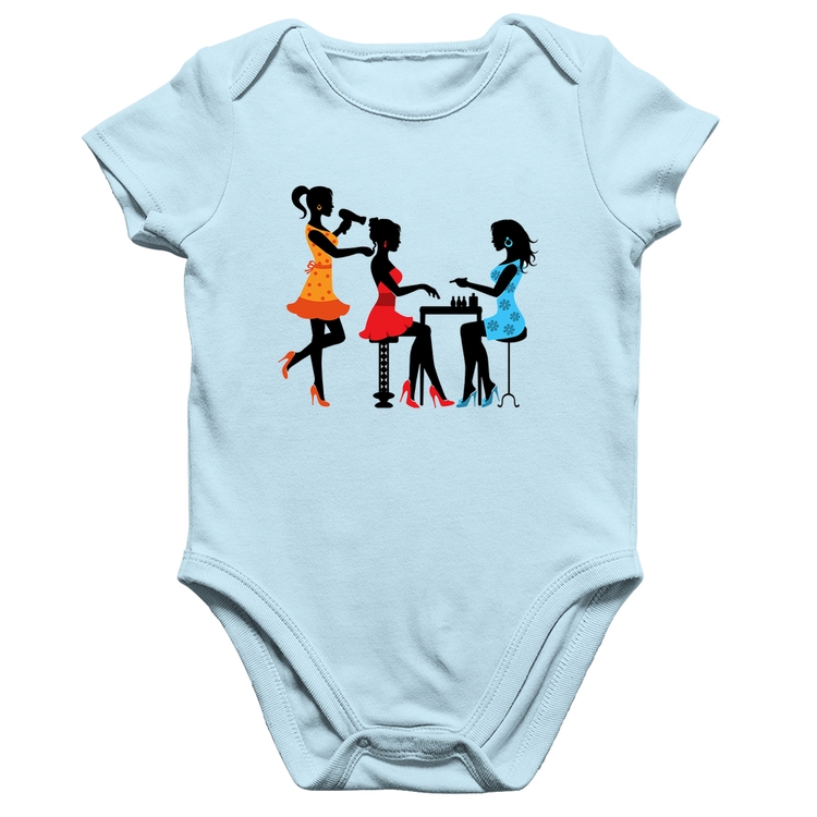 Body Bebê Algodão Salão de Beleza Cabeleireira e Manicure - Azul Bebê