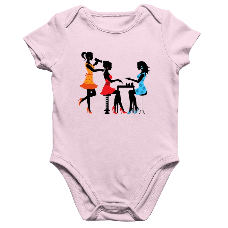 Body Bebê Algodão Salão de Beleza Cabeleireira e Manicure - Rosa Bebê