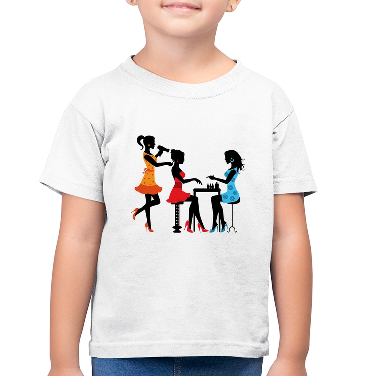 Camiseta Algodão Infantil Salão de Beleza Cabeleireira e Manicure - Branca