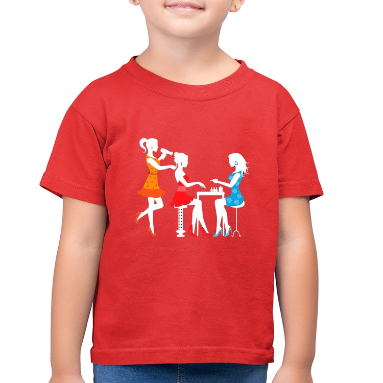 Camiseta Algodão Infantil Salão de Beleza Cabeleireira e Manicure - Vermelha