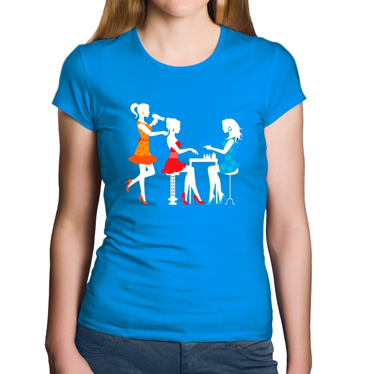 Baby Look Algodão Salão de Beleza Cabeleireira e Manicure - Azul