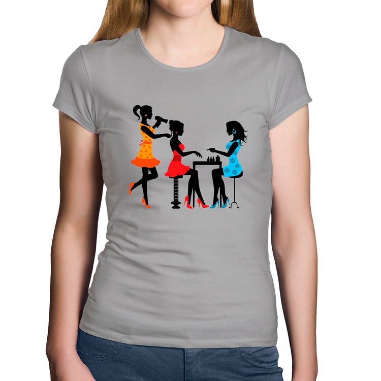 Baby Look Algodão Salão de Beleza Cabeleireira e Manicure - Cinza