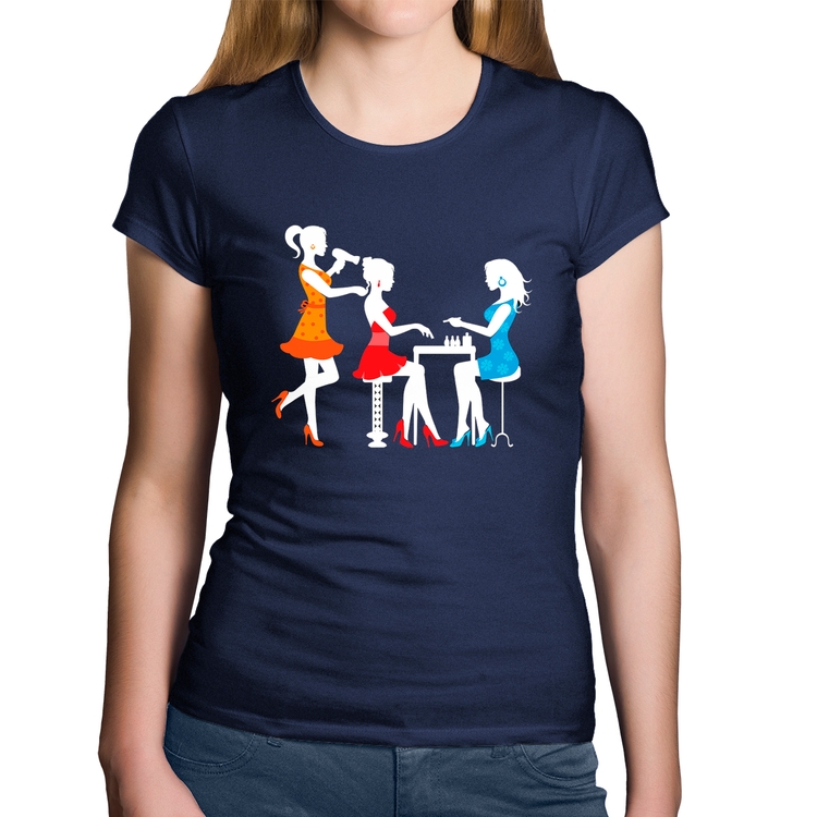 Baby Look Algodão Salão de Beleza Cabeleireira e Manicure - Marinho