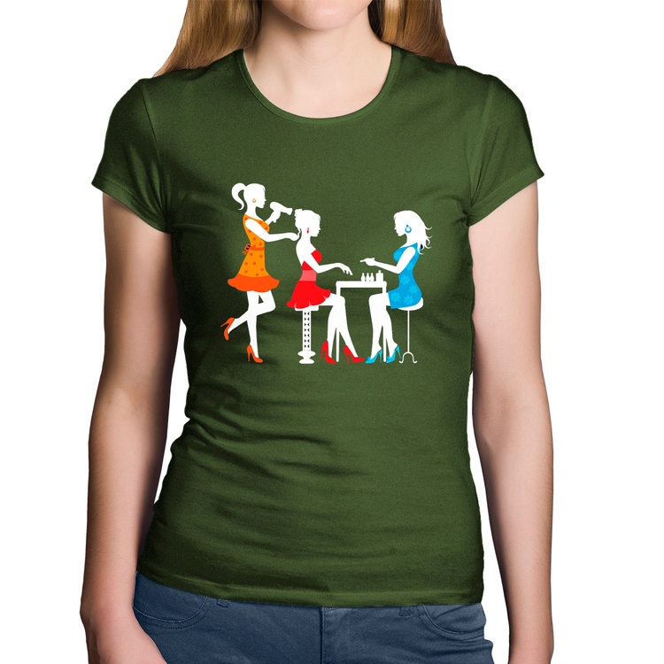 Baby Look Algodão Salão de Beleza Cabeleireira e Manicure - Musgo