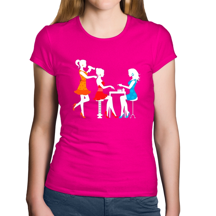 Baby Look Algodão Salão de Beleza Cabeleireira e Manicure - Rosa