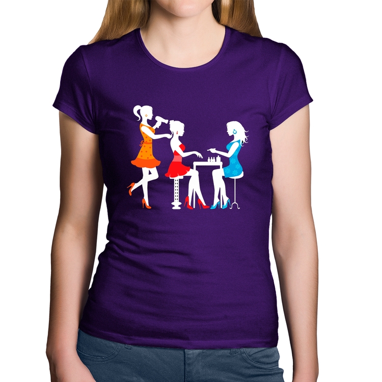 Baby Look Algodão Salão de Beleza Cabeleireira e Manicure - Roxa