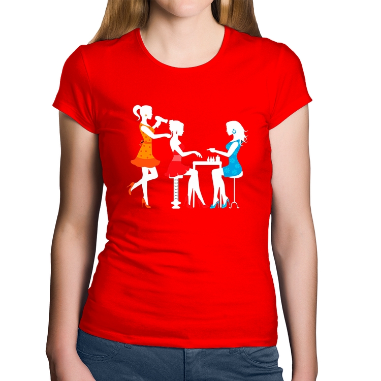 Baby Look Algodão Salão de Beleza Cabeleireira e Manicure - Vermelha