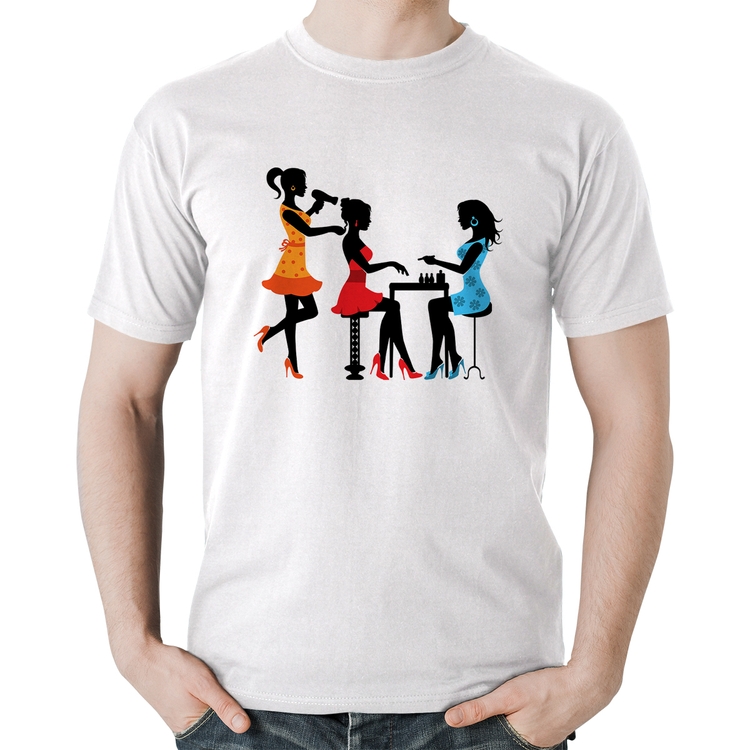 Camiseta Algodão Salão de Beleza Cabeleireira e Manicure - Branca