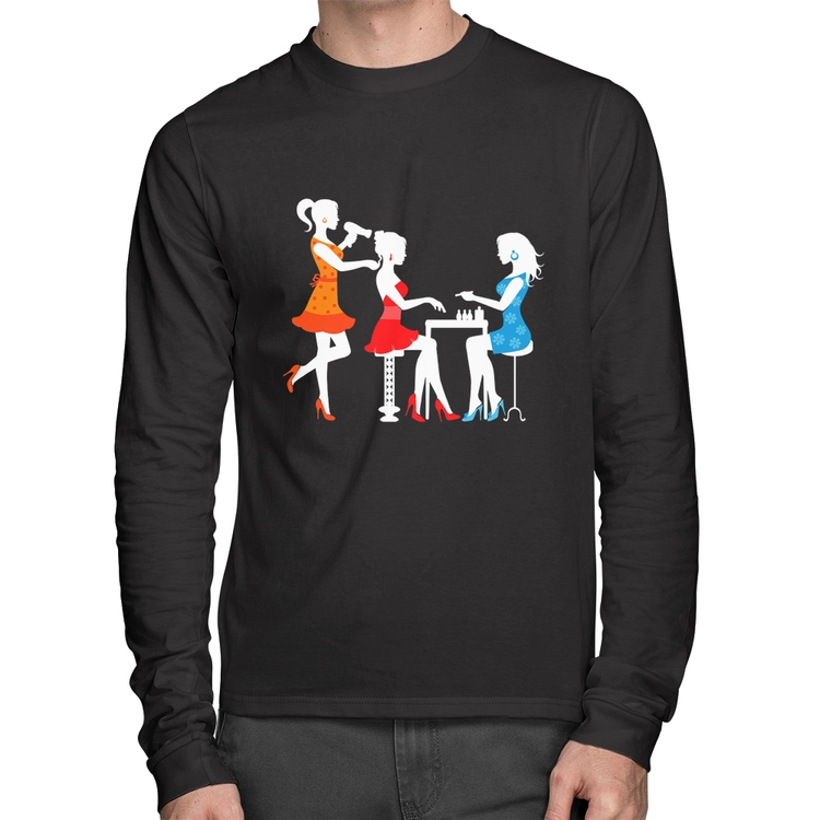Camiseta Algodão Salão de Beleza Cabeleireira e Manicure Manga Longa