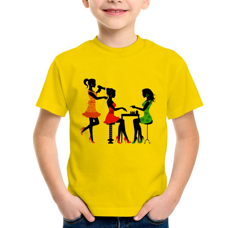 Camiseta Infantil Salão de Beleza Cabeleireira e Manicure - Amarela
